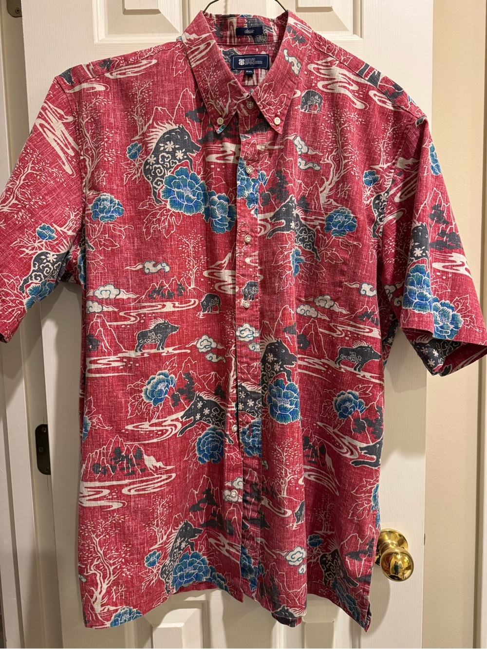 Reyn Spooner Men’s Red Floral Button-Down Hawaiian Shirt